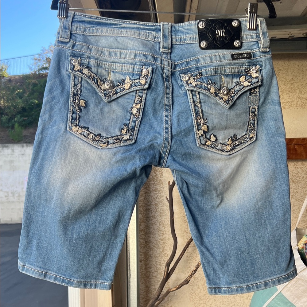 Miss Me Light Blue Denim Bermudas